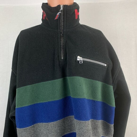 Tommy Hilfiger Other - Tommy Hilfiger Outdoors Spell Out Fleece Jacket Vtg 90s Striped Embroidered L